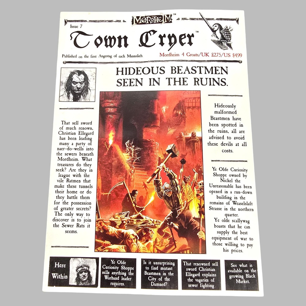 Games Workshop Mordheim Town Cryer Magazine Issue 7 Rules Beastmen Warhammer